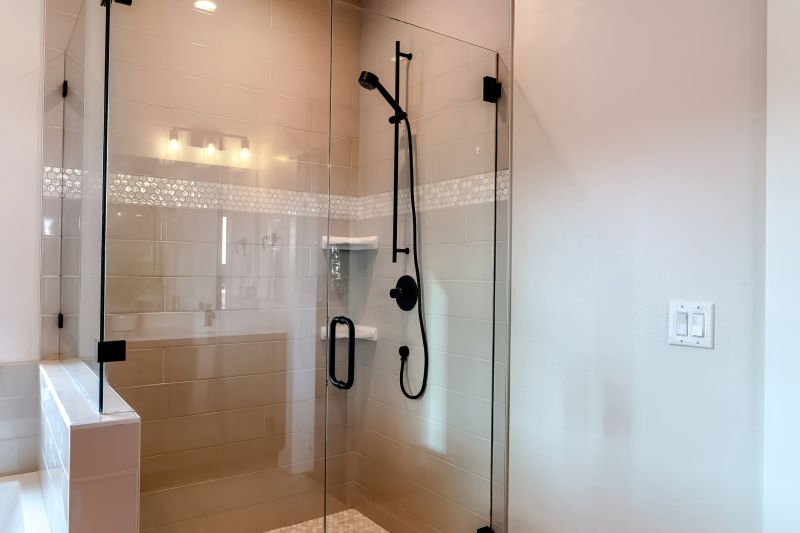Contemporary Shower with Black Hardware